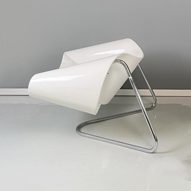 Italian White Armchair Nastro Cl9 attributed to F. Stagi C. Leonardi for Bernini, 1960s For Sale - Image 3 of 12