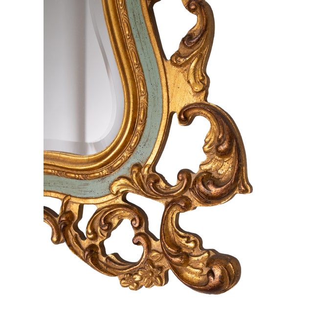 Baroque Louis XV Style Gilded Beveled Mirror, 1950s For Sale - Image 10 of 13