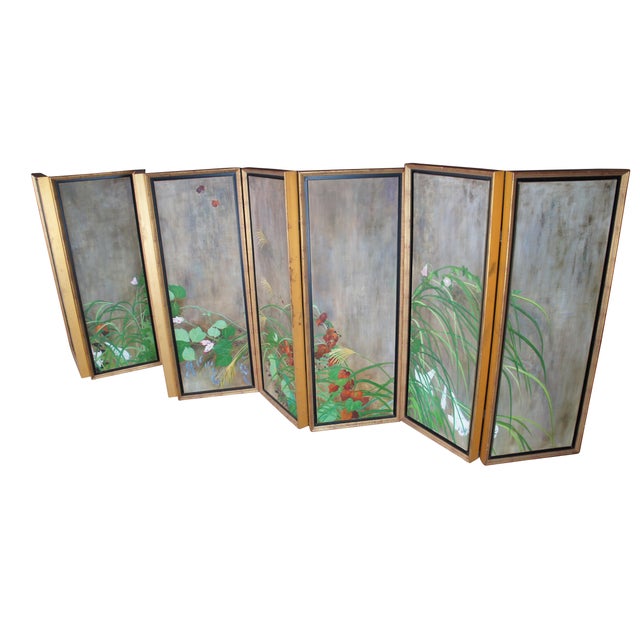 Contemporary Summer Rain After Saikai Hoitsu Contemporary School Oil Painting Folding Screen For Sale - Image 3 of 18