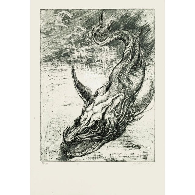 Sea Dragon - Original Etching by M. Chirnoaga - Late 20th Century Late 20th Century For Sale