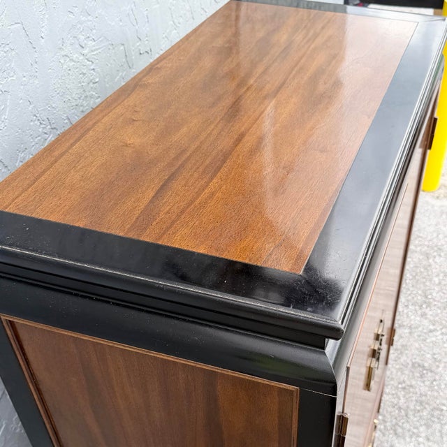 Chinoiserie Burl Wood and Black Armoire by Century For Sale In West Palm - Image 6 of 11