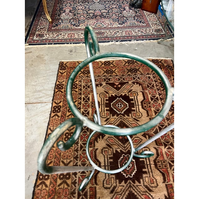 1970s 1970s Standing Green and Silver Metal Planter For Sale - Image 5 of 5