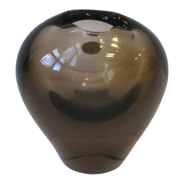 Moser Style Organic Smokey Art Glass Vase, Czech For Sale