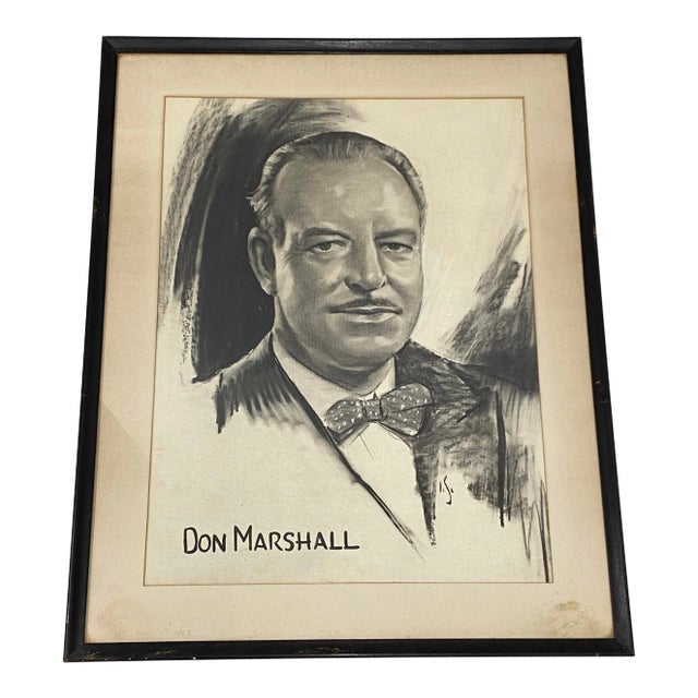 Irving Sinclair (Canada / America95-1969) Charcoal Portrait of Don Marshall C.1950 For Sale