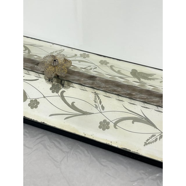 Silver Large Mid-Century Venetian Murano Glass Mirror in the style of Ercole Barovier, 1960s For Sale - Image 8 of 12