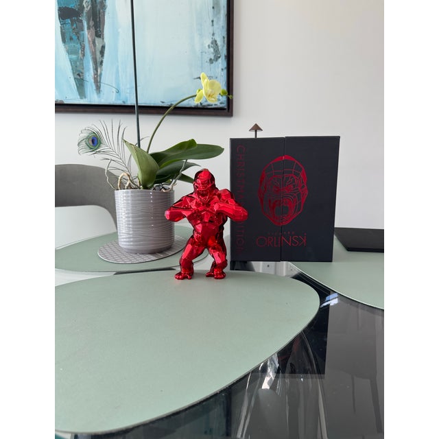 Richard Orlinski Gorilla Christmas Edition – Red Metallic Contemporary Sculpture For Sale - Image 11 of 11