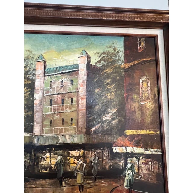 Textile Vintage Mid Century French Paris Modernist Impressionist Canvas Framed Oil Painting Signed 1960s For Sale - Image 7 of 12