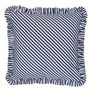 Schumacher Brigitte Stripe Pillow 16" in Navy For Sale