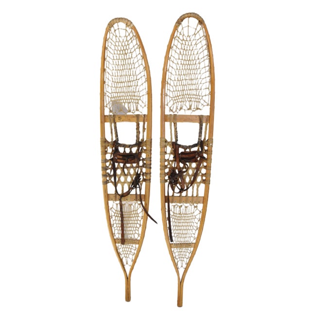 Vintage Ash, Sinew & Leather Lund Snowshoes Pair Chairish