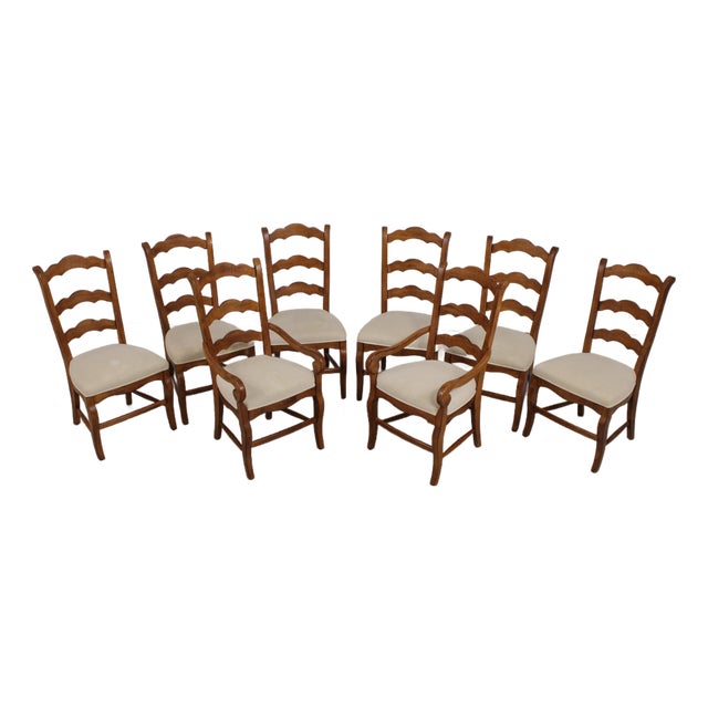 Set of 8 Drexel Heritage Country French Ladderback Chairs For Sale