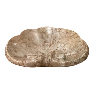 Early 20th Century Handcrafted Marble Decorative Bowl With Scalloped Edges For Sale