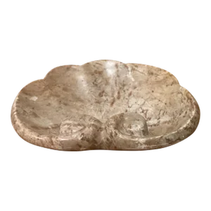Early 20th Century Handcrafted Marble Decorative Bowl With Scalloped Edges