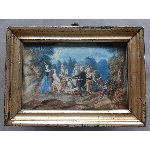 Unknown Artist 18th Century Scene from a Commedia dell'Arte [On the right edge, the figure of "Arlecchino" is clearly...