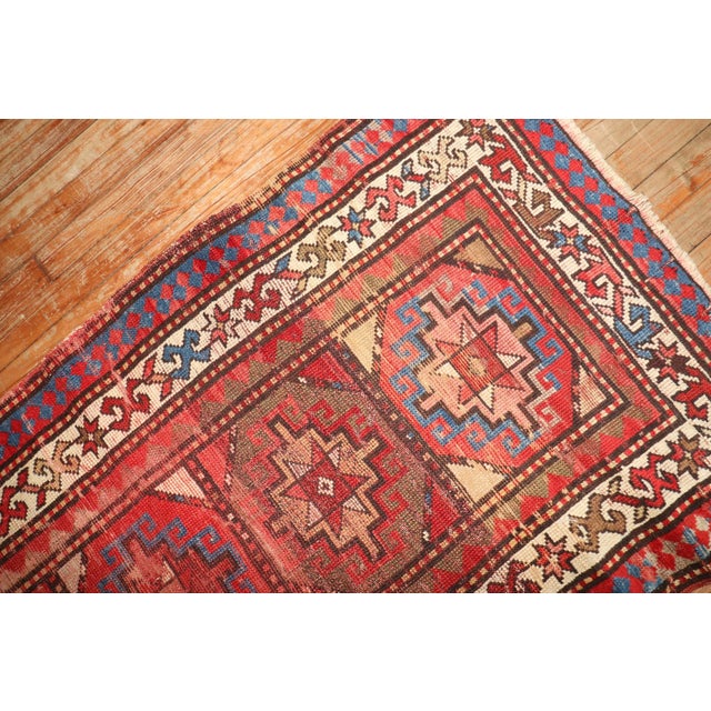Pink Late 19th Century Shabby Chic Moghan Kazak Runner - 2'8" x 5'8" For Sale - Image 8 of 9