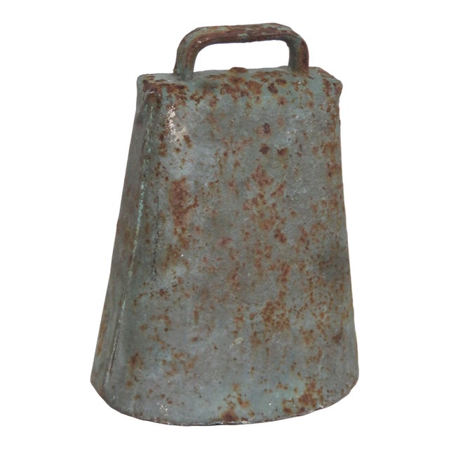 American Primitive Rustic Metal Large Cow Bull Bell 4543b For Sale