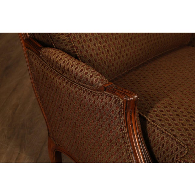 Brown Ethan Allen French Louis XV Style 'Versailles' Armchair and Ottoman For Sale - Image 8 of 18