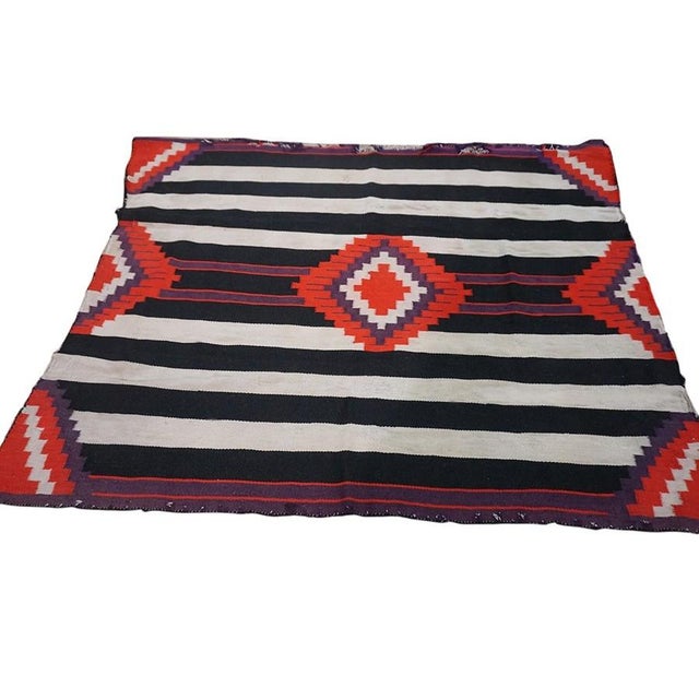 Textile 1930s Geometric Flatwoven Antique Native American Third Chiefs Blanket Rug For Sale - Image 7 of 9