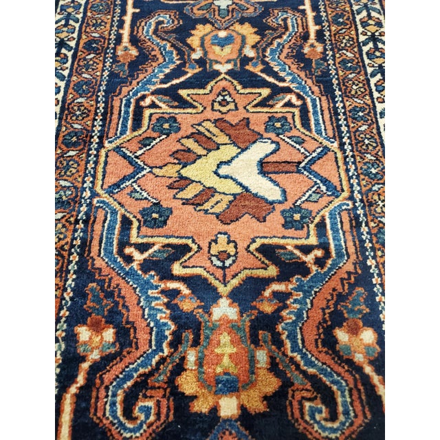 Antique Farahan Sarouk Handmade Oriental Red & Navy Rug For Sale - Image 11 of 11