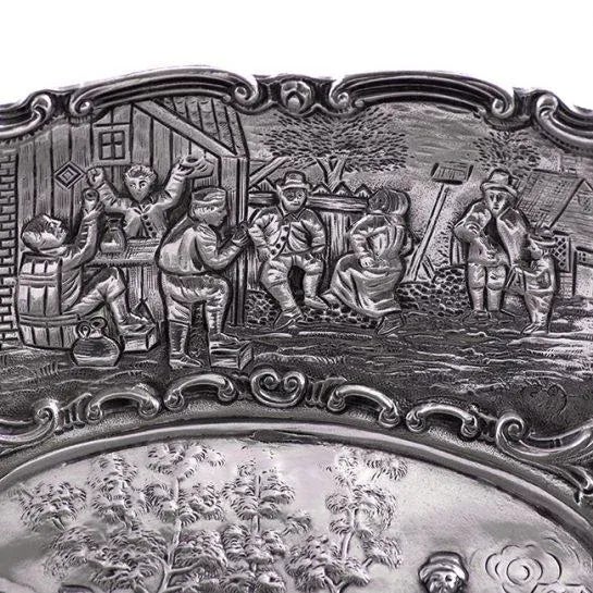 Rococo 19th Century German / Dutch Rococo Revival Repoussé Silver Centerpiece Basket For Sale - Image 3 of 13