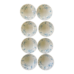 Early 20th Century Blue and Black Staffordshire Forget Me Not 6 3/8” Bowls - Set of Eight (8)