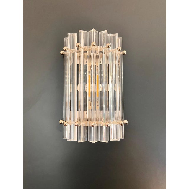 Vintage Murano Wall Sconces in Clear Triedri, 1990s, Set of 2 For Sale - Image 16 of 16