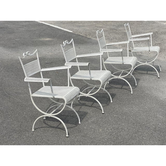 Maison Jansen Wrought Iron Garden Table and Chairs from Maison Jansen, 1960s, Set of 5 For Sale - Image 4 of 7