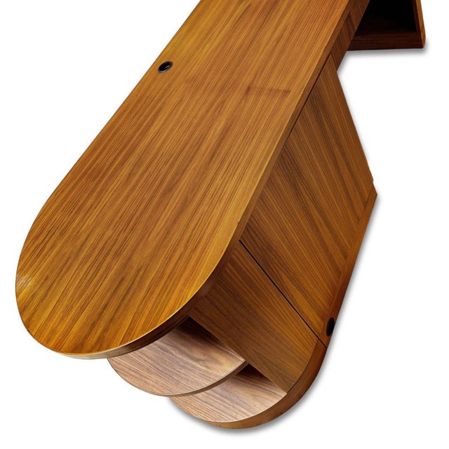 Wood Modern Oval Desk With Storage For Sale - Image 7 of 8