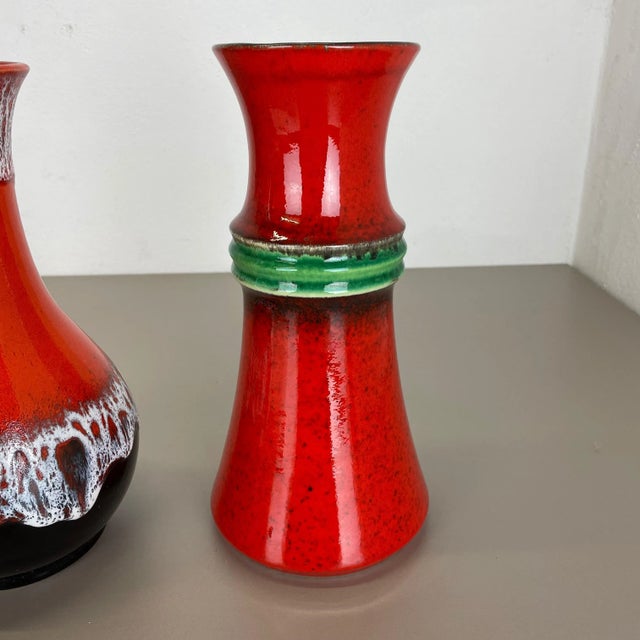 Fat Lava Op Art Pottery Vase from Jasba Ceramics, Germany, Set of 2 For Sale - Image 11 of 18
