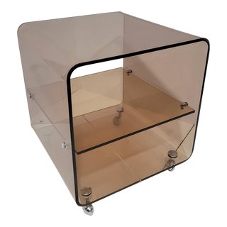 1970s Michel Dumas for Roche Bobois Plexiglass Rolling Side Table For Sale