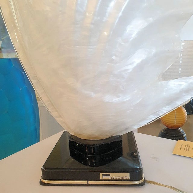 Mid Century Large Shell Lamp Stamped Rougier For Sale - Image 9 of 12