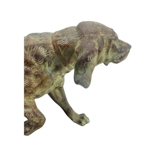 Art Deco Spelter Bonzed Representation of Bloodhound in Marble Base from Berni, 1920s For Sale - Image 6 of 13