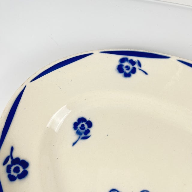 Ceramic Oval Dish with Blue Floral Pattern from Badonviller, 1920s For Sale - Image 7 of 8