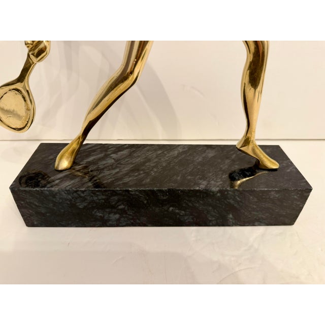 Us Open Tennis Player Sculpture in Solid Brass on Marble Base For Sale - Image 11 of 12