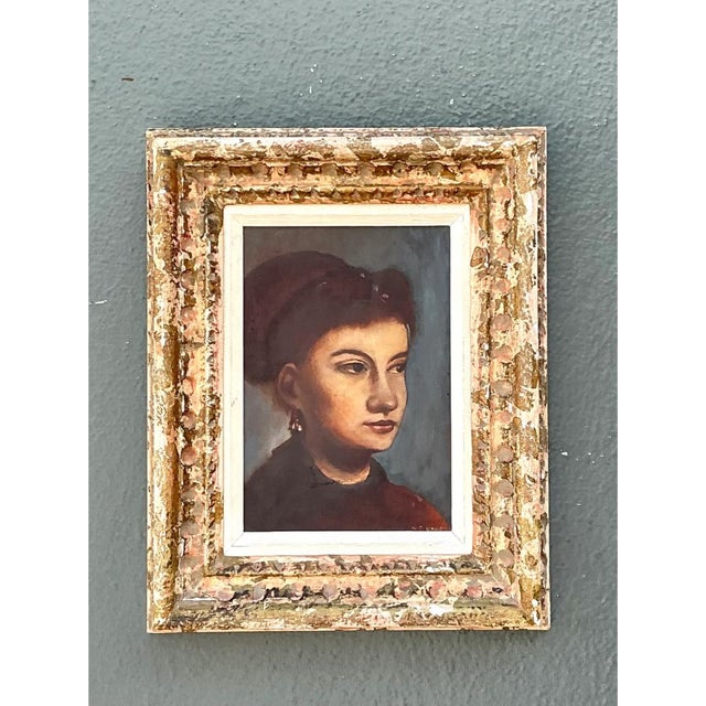 Vintage Framed Portrait Oil on Canvas For Sale - Image 9 of 12