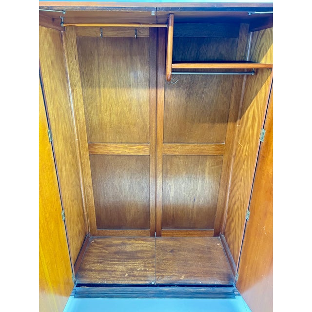 Mid 20th Century English Art Deco Book-Matched Burl Walnut Wardrobe For Sale - Image 13 of 13