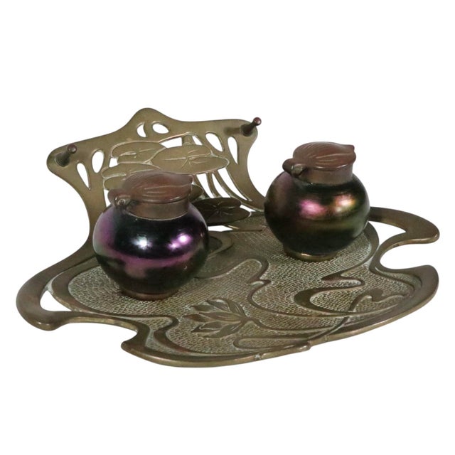 Art Nouveau Art Nouveau Vienesse Geschutzt Ink Well C 1900's For Sale - Image 3 of 17