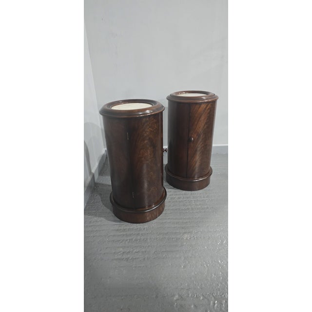 1920s Cylindrical Bedside Cabinets, 1920, Set of 2 For Sale - Image 5 of 9
