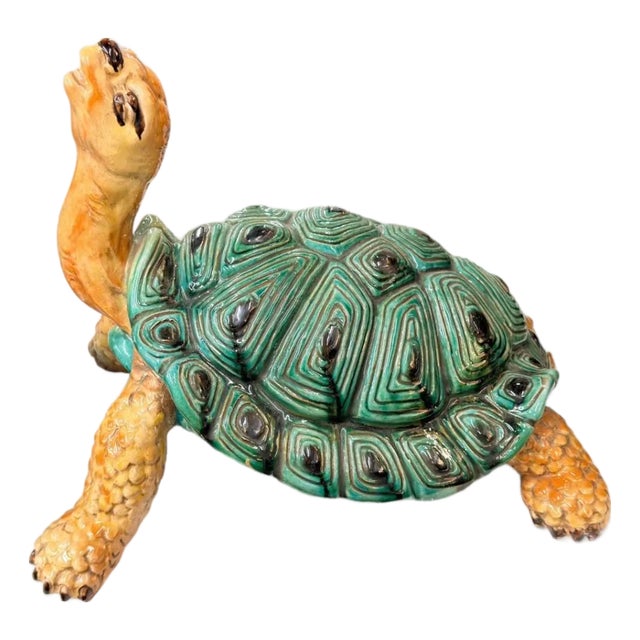 Italian Glazed Terracotta Turtle Figurine For Sale