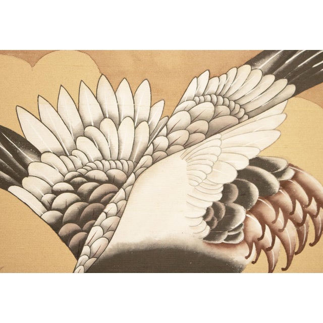 1950s Large 1950s Japanese or Chinoiserie Style Painted Silk Screen For Sale - Image 5 of 17