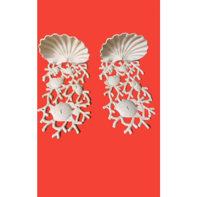 Vintage Coastal Cast - Iron Coral & Seashells Sconces - A Pair For Sale In Miami - Image 6 of 10