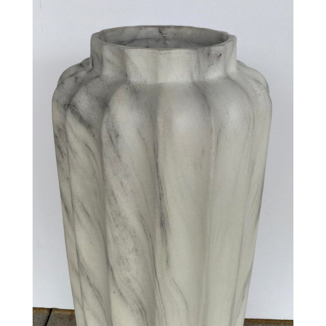 2020s Small Modern White and Gray Marbleized Floor Vase For Sale - Image 5 of 5