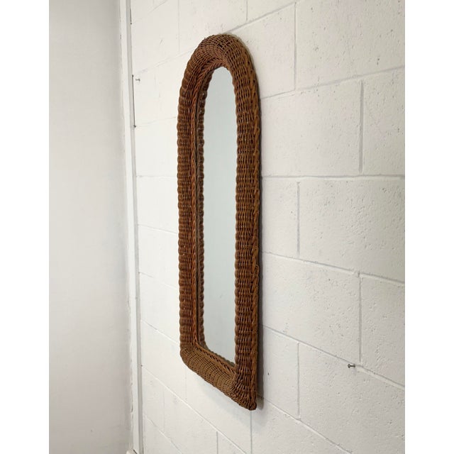 Mid-Century Modern Wicker Wall Mirror, 1970s For Sale - Image 3 of 11