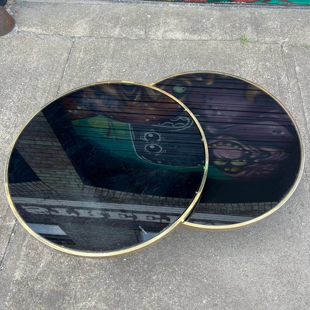 Milo Baughman Black Glass and Brass Two Tier Swivel Coffee Table For Sale In Cleveland - Image 6 of 13