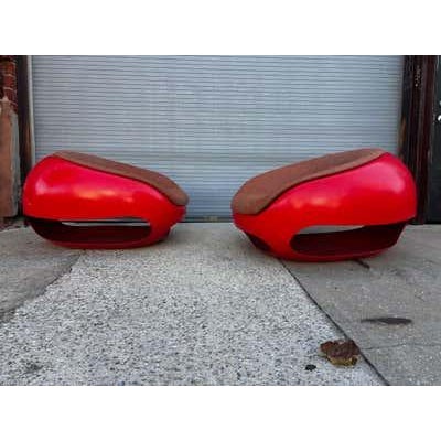Mario Sabot Pod Chairs, Fiberglass & Upholstered, Mid-Century Modern For Sale - Image 9 of 12