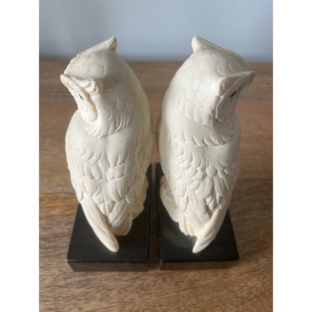 1970s Vintage Italian Arnaldo Gianelli Alabaster Owl Bookends-a Pair, Signed For Sale In Houston - Image 6 of 11
