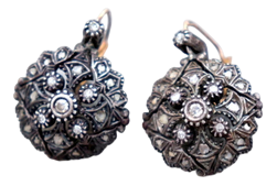 Round Gold and Silver Earrings with Diamonds, Set of 2