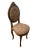 French Country Vintage Accent Chair, Carved Back, Solid Walnut, Flower Embroidery Seat and Back For Sale - Image 3 of 11