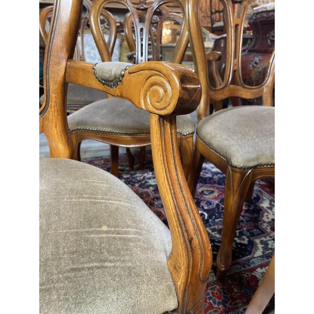 Vintage Italian Walnut Veneer Dining Chairs, Set of 6 For Sale - Image 3 of 7
