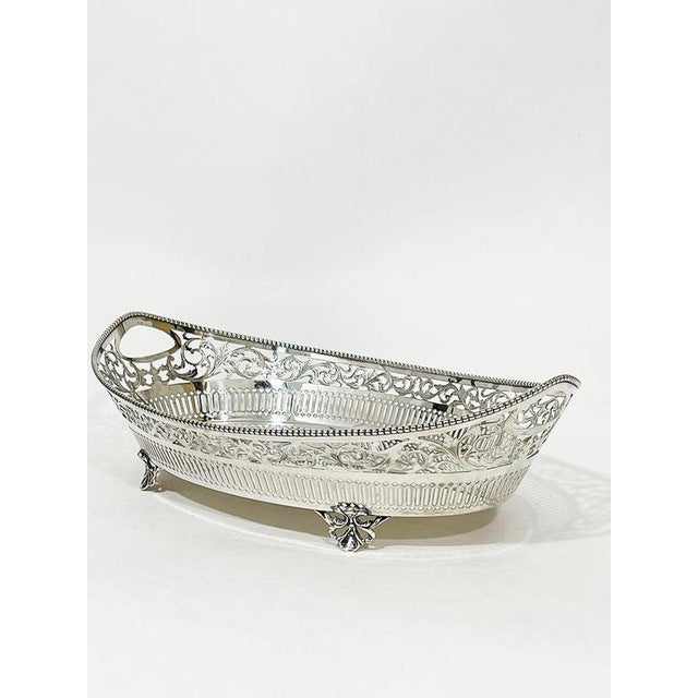 Boat-Shaped Silver Bread Basket from N.S. Gotlieb For Sale - Image 6 of 8