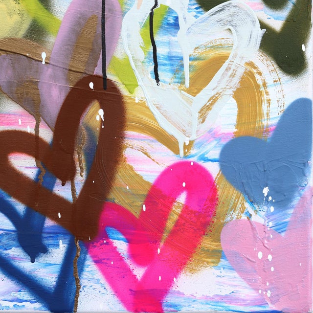 Let's Dance Together - Large Original Abstract Heart Mixed Media Painting on Canvas For Sale - Image 4 of 9
